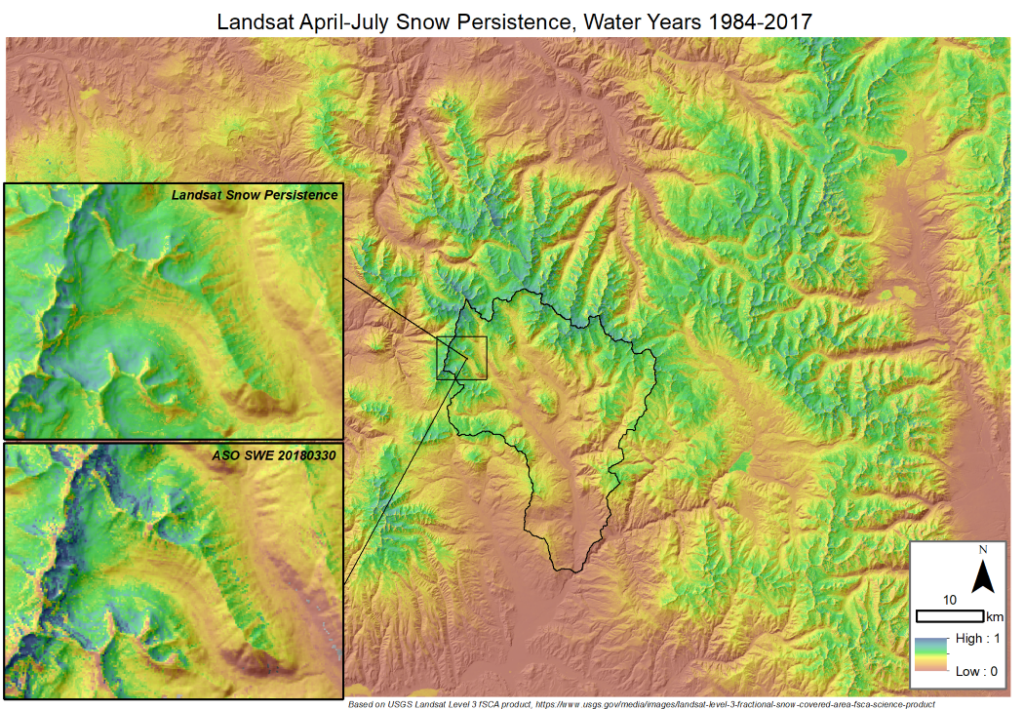 Images of snow persistence and snow depth.